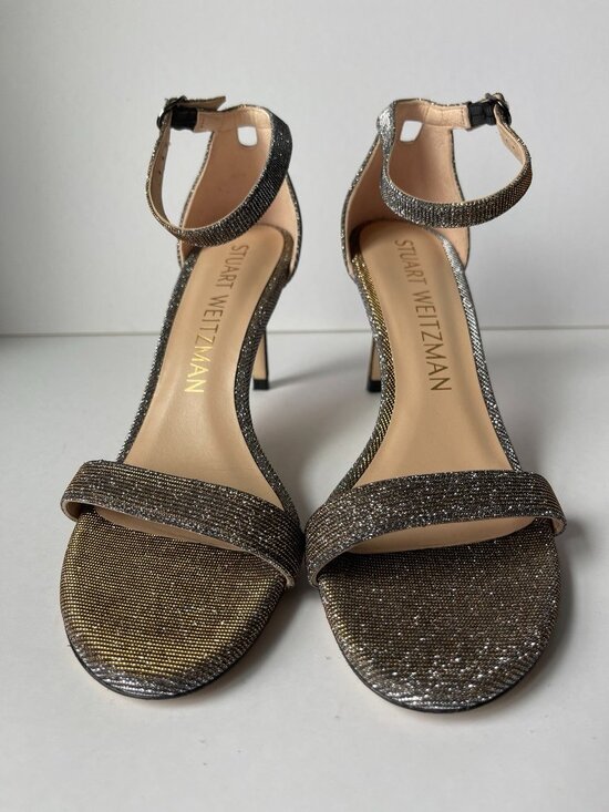 Stuart Weitzman Shoes - Stuart Weitzman NuNakedStraight Pyrite Metallic Sandal Stiletto Heel